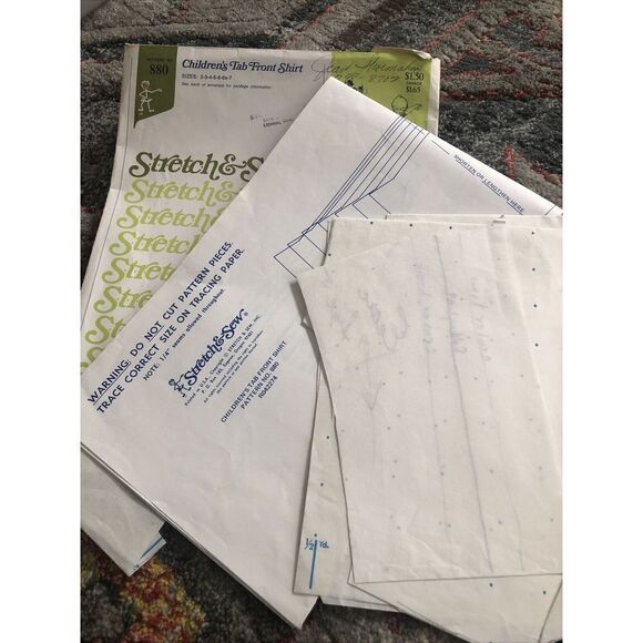 Stretch & Sew 880 Children’s  Tab Front Shirt By Ann Person, Pattern Uncut - Picture 3 of 3